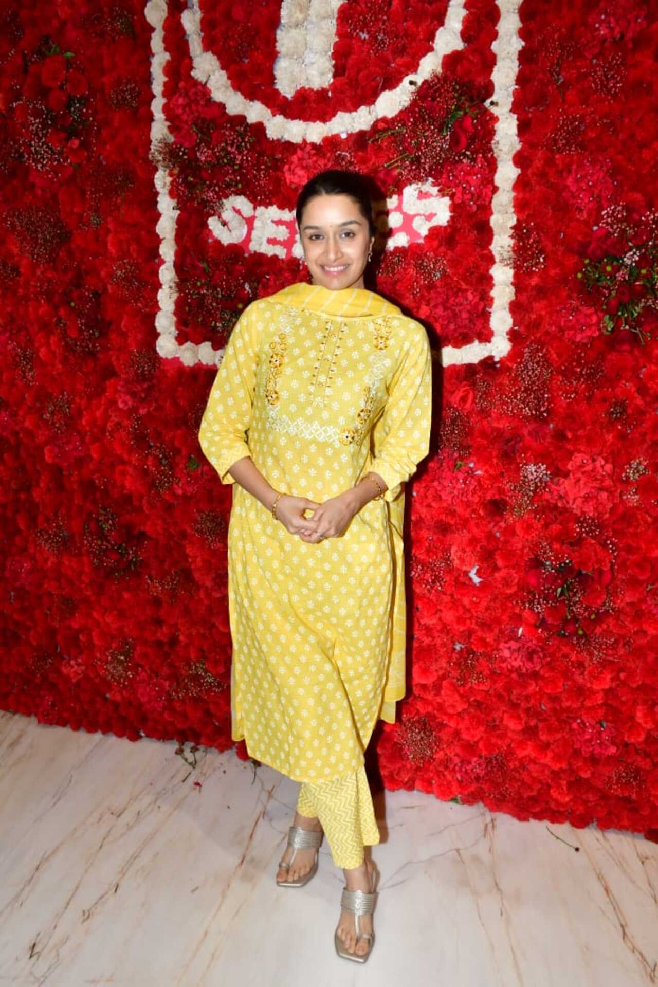 Shraddha Kapoor looked lovely in a pastel yellow outfit